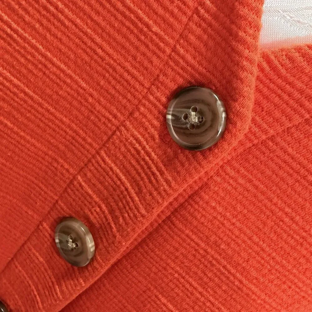 J Crew Orange Red Ribbed Knit Button Down Tie Front Tank Top Sleeveless Shirt S